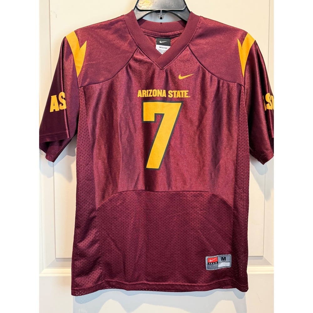 Nike Arizona State Sun Devils Youth Football Jersey Maroon Gold Number 7 Medium